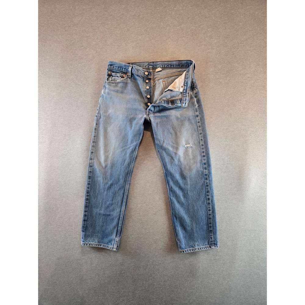 Vintage Levis 501 Jeans Mens Size 34x27 Blue Y2K Straight Leg Button Fly Denim